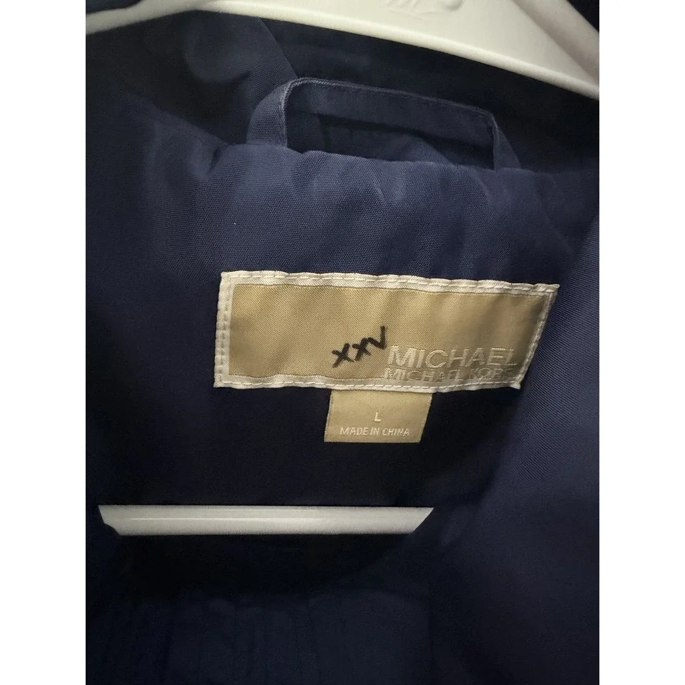 Michael Kors Hooded Utility Anorak Rain Jacket Navy Blue Women's Large
